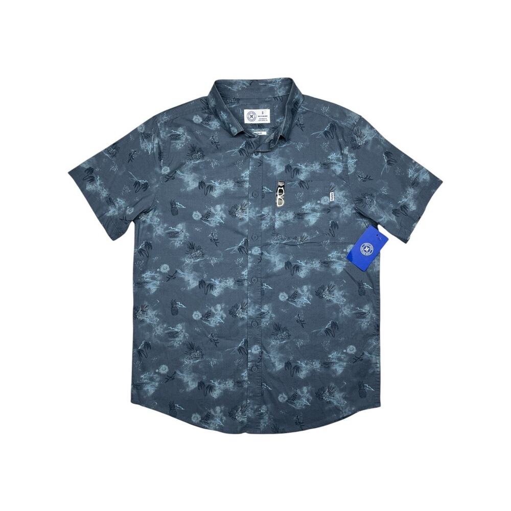 Hurley Shirt S NWT Short Sleeve Tropical Palm Pineapple Floral AOP Woven